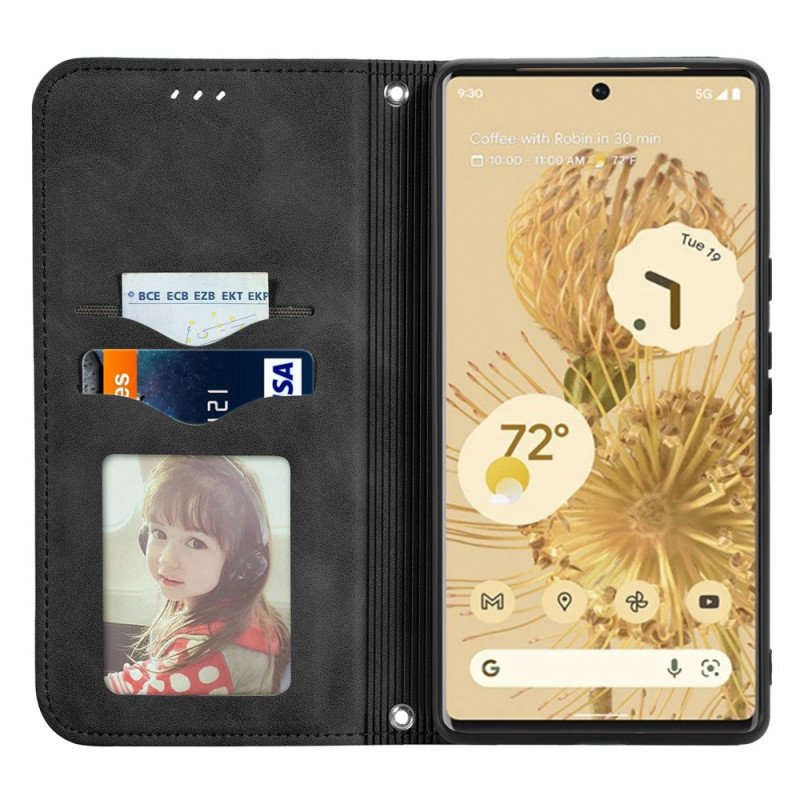 Folio-fodral Google Pixel 6 Läderfodral Vintage Skin-touch Design