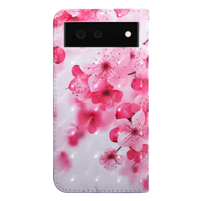 Folio-fodral Google Pixel 6 Rosa Blommor