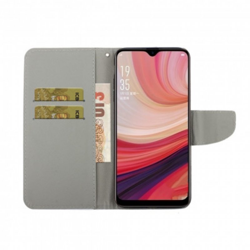 Folio-fodral Oppo A15 Med Kedjar Dyra Stringfjärilar