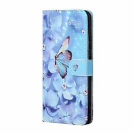 Fodral Samsung Galaxy M23 5G Med Kedjar Strappy Diamond Butterflies