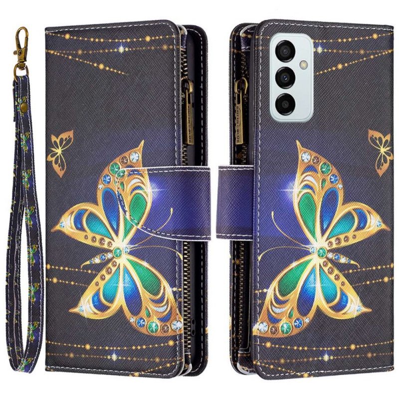 Folio-fodral Samsung Galaxy M23 5G Butterflies Myntväska Och Rem