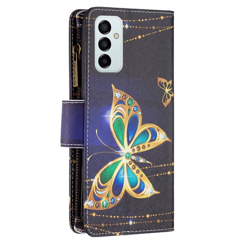 Folio-fodral Samsung Galaxy M23 5G Butterflies Myntväska Och Rem