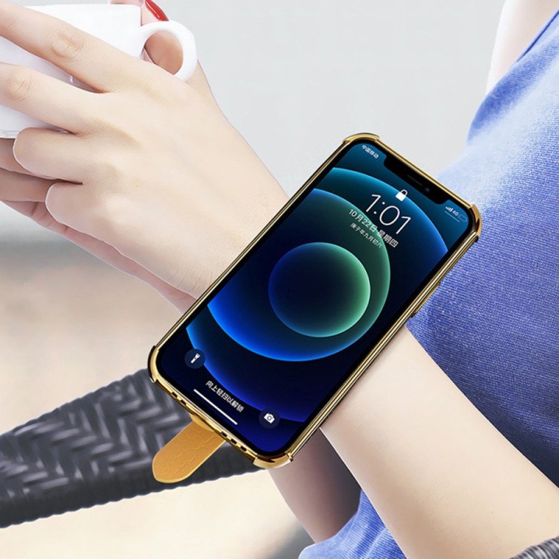 Skal För Samsung Galaxy A15 Krokodilstil Med Armbandsstöd