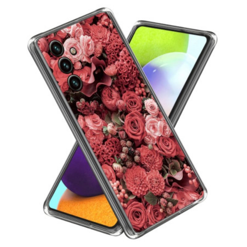 Skal Samsung Galaxy A15 Telefonfodral Rosa Och Röda Blommor