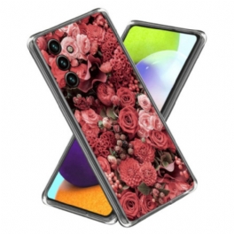 Skal Samsung Galaxy A15 Telefonfodral Rosa Och Röda Blommor