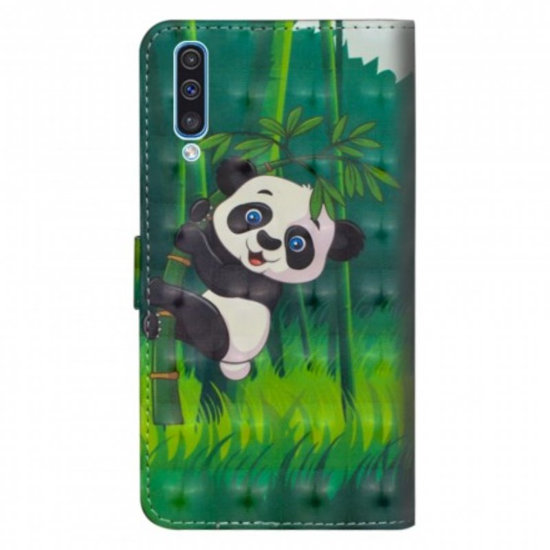 Folio-fodral Samsung Galaxy A70 Panda Och Bambu