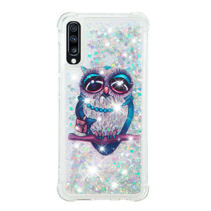 Skal Samsung Galaxy A70 Miss Owl Paljetter