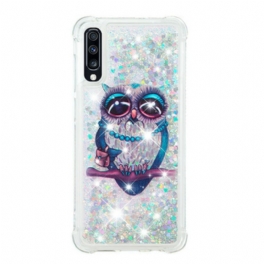 Skal Samsung Galaxy A70 Miss Owl Paljetter