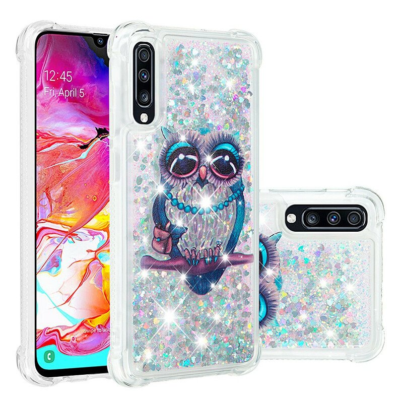 Skal Samsung Galaxy A70 Miss Owl Paljetter