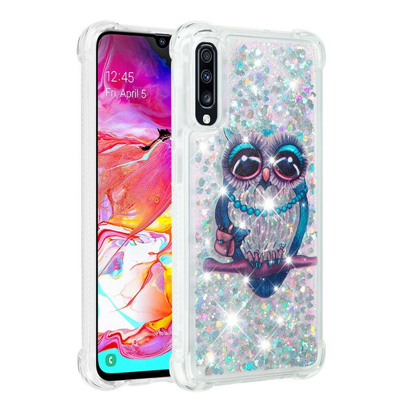 Skal Samsung Galaxy A70 Miss Owl Paljetter