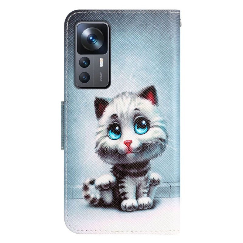 Fodral Xiaomi 12T / 12T Pro Med Kedjar Strappy Blue Eyed Cat