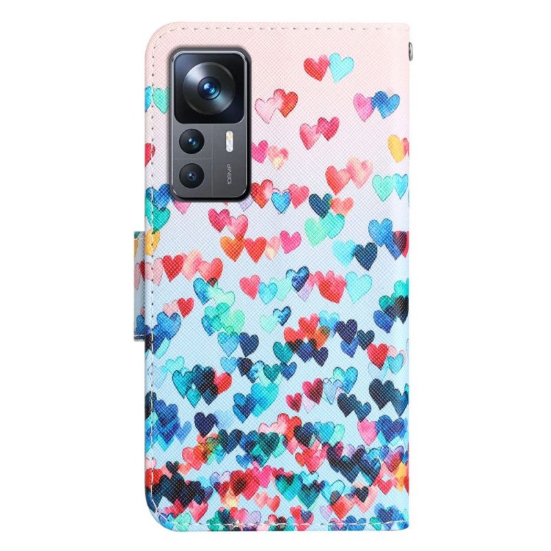 Fodral Xiaomi 12T / 12T Pro Med Kedjar Strappy Hearts