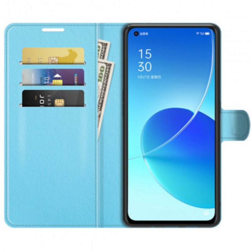 Fodral Oppo Reno 6 5G Klassiskt Litchi Konstläder