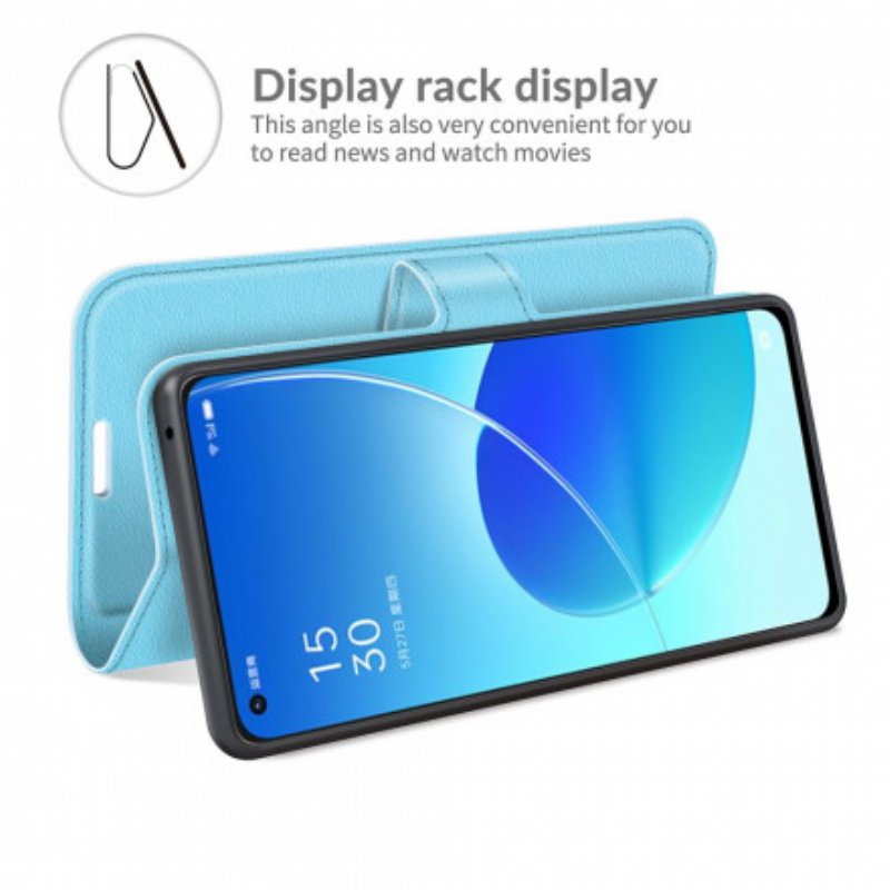 Fodral Oppo Reno 6 5G Klassiskt Litchi Konstläder