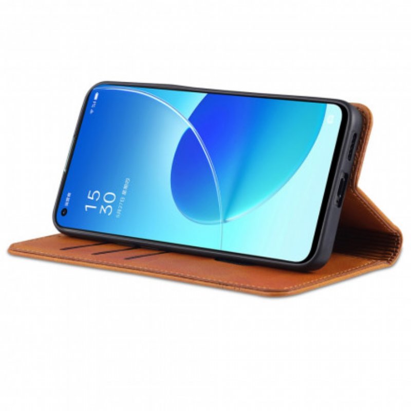 Folio-fodral Oppo Reno 6 5G Läderfodral Azns Läder Styling