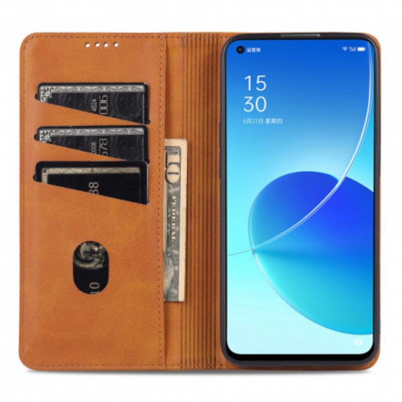 Folio-fodral Oppo Reno 6 5G Läderfodral Azns Läder Styling