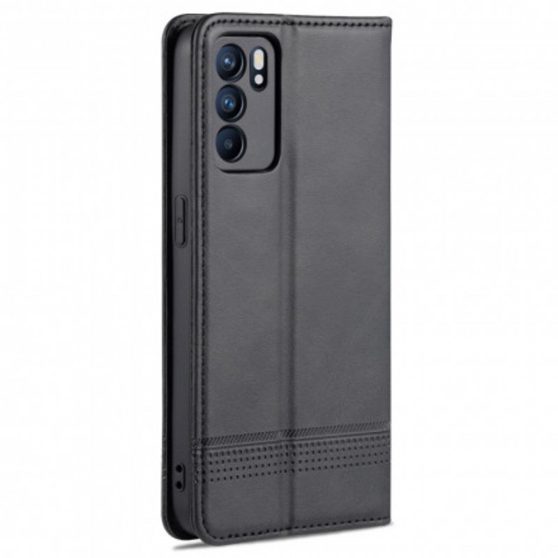 Folio-fodral Oppo Reno 6 5G Läderfodral Azns Läder Styling