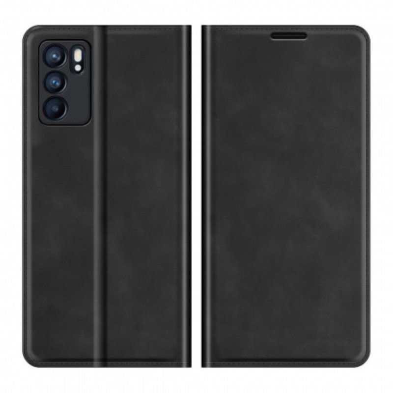 Folio-fodral Oppo Reno 6 5G Läderfodral Mjukt Lädereffekt