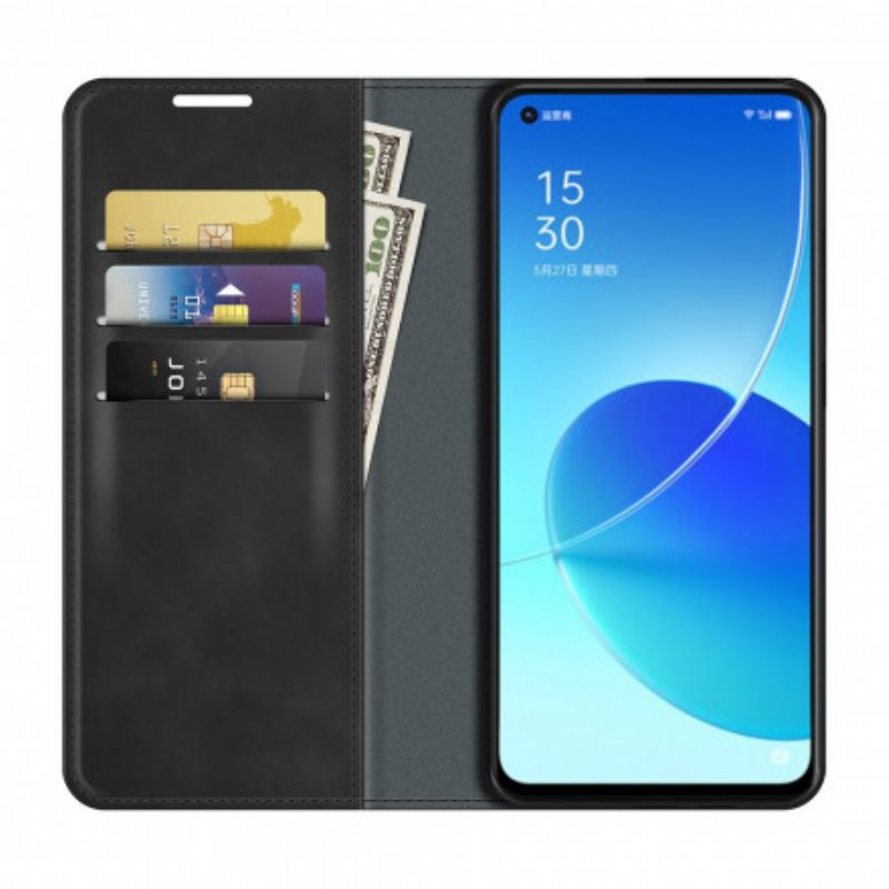 Folio-fodral Oppo Reno 6 5G Läderfodral Mjukt Lädereffekt