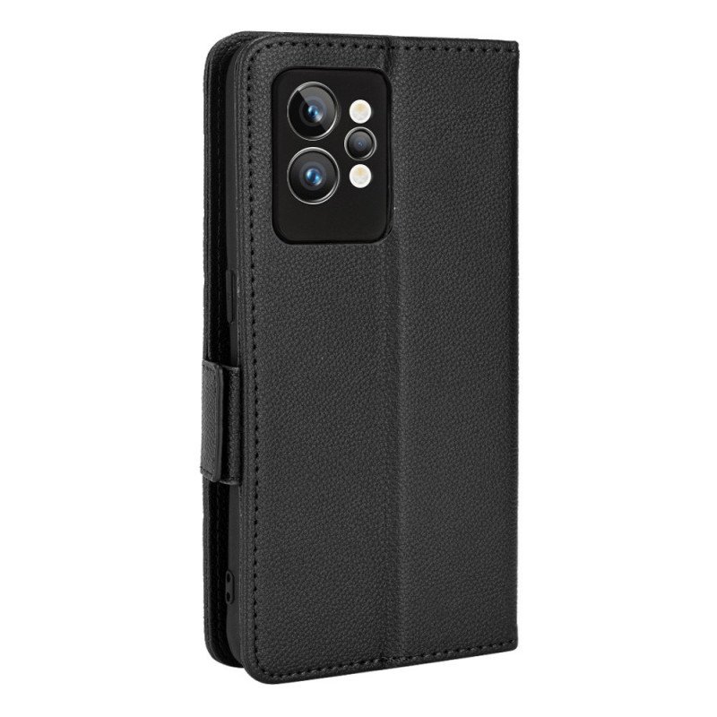 Folio-fodral Realme GT2 Pro Traditionell Litchi-läderstil