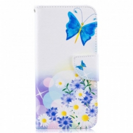 Fodral Samsung Galaxy A50 Målade Fjärilar Och Blommor