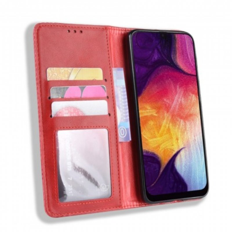 Folio-fodral Samsung Galaxy A50 Läderfodral Stiliserad Vintage Lädereffekt