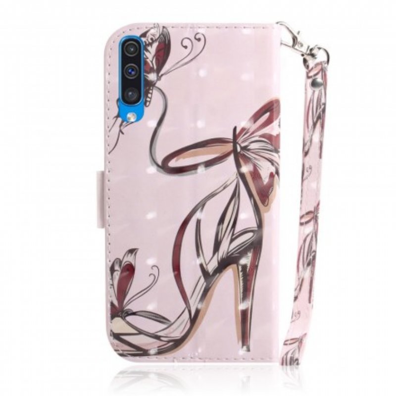 Folio-fodral Samsung Galaxy A50 Med Kedjar Strappy Pump