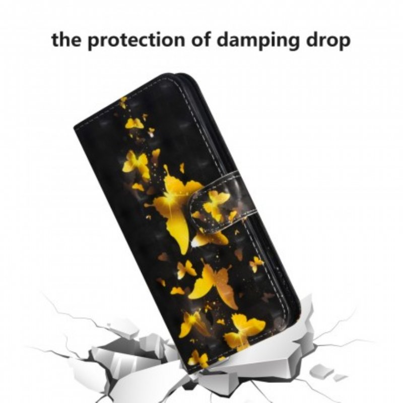 Läderfodral Samsung Galaxy A50 Gula Fjärilar