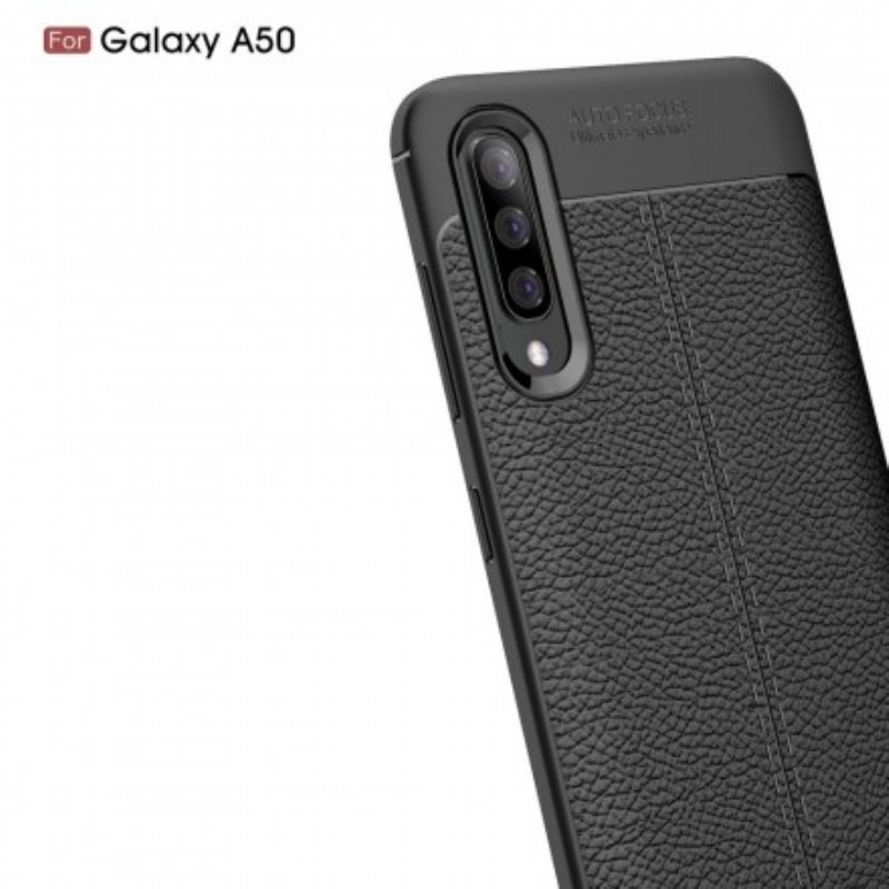 Skal Samsung Galaxy A50 Dubbel Linje Litchi Läder Effekt