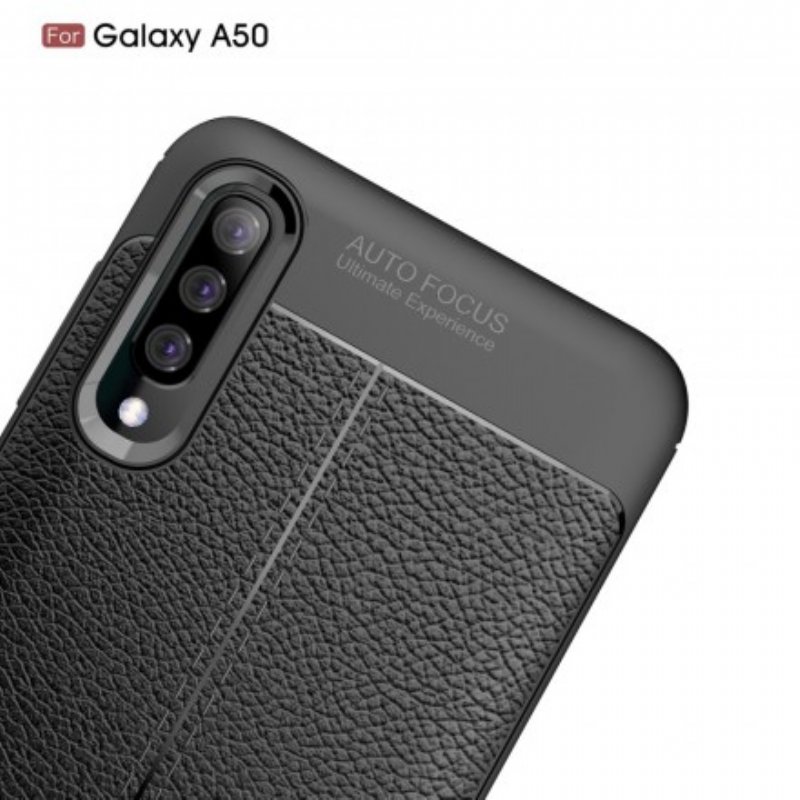 Skal Samsung Galaxy A50 Dubbel Linje Litchi Läder Effekt