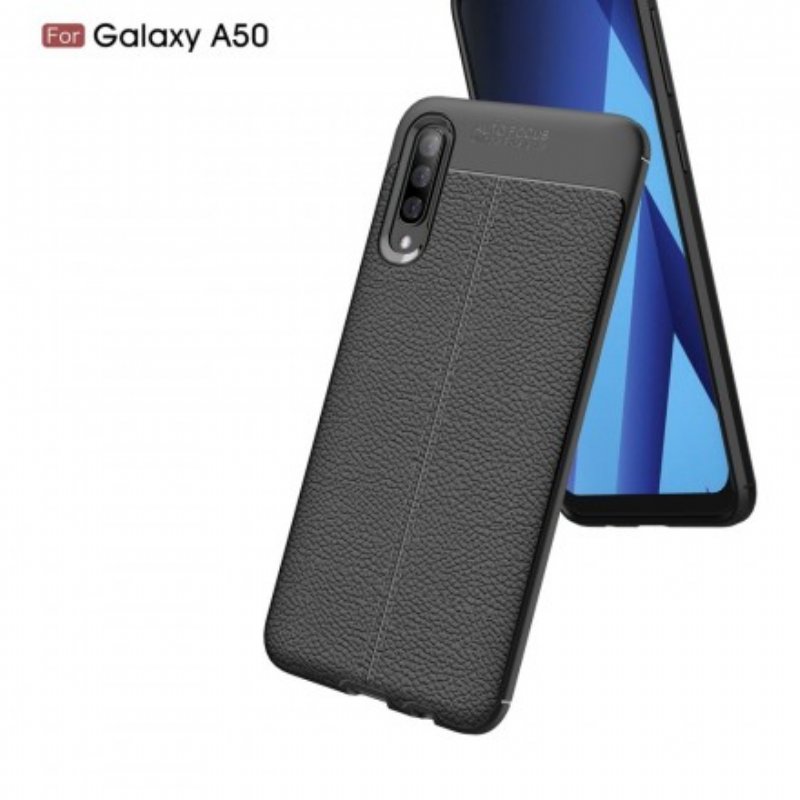 Skal Samsung Galaxy A50 Dubbel Linje Litchi Läder Effekt