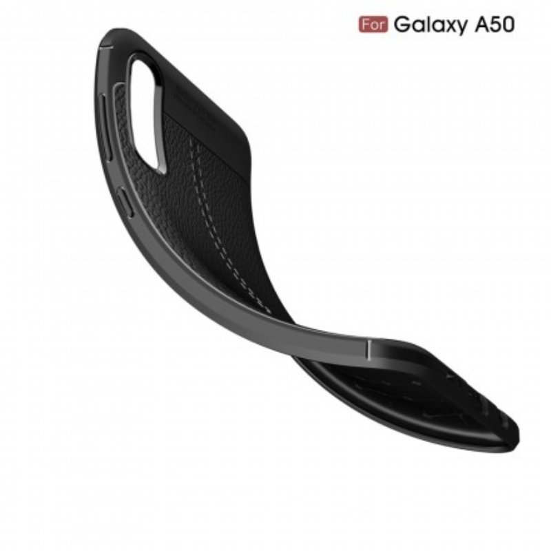 Skal Samsung Galaxy A50 Dubbel Linje Litchi Läder Effekt