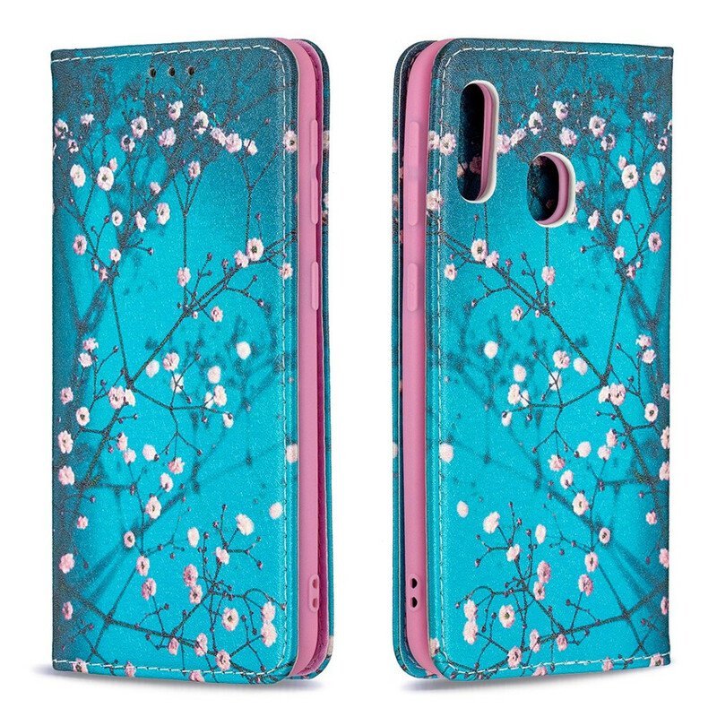 Folio-fodral Samsung Galaxy A20e Läderfodral Blommande Grenar