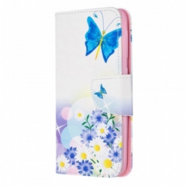 Folio-fodral Samsung Galaxy A20e Målade Fjärilar Och Blommor