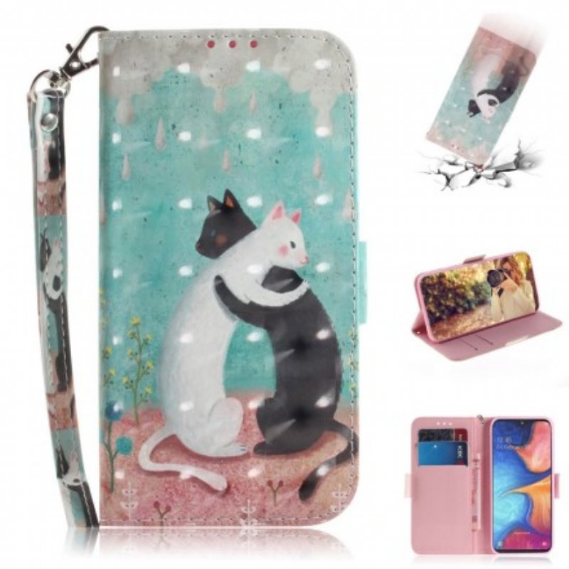 Folio-fodral Samsung Galaxy A20e Med Kedjar Strappy Cat Friends