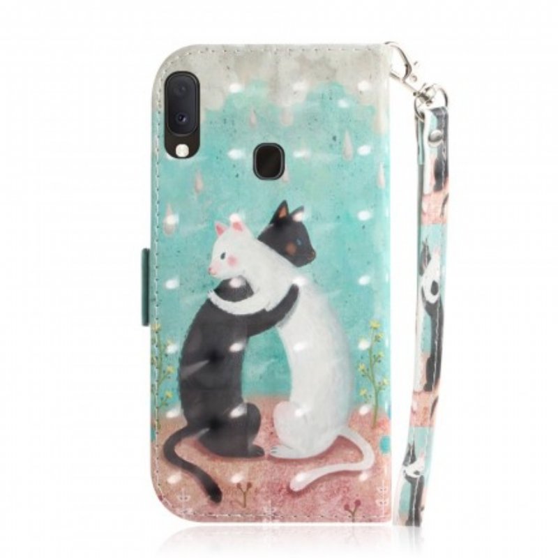 Folio-fodral Samsung Galaxy A20e Med Kedjar Strappy Cat Friends