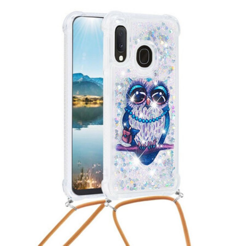 Skal Samsung Galaxy A20e Med Snodd Paljett Dragsko Miss Owl