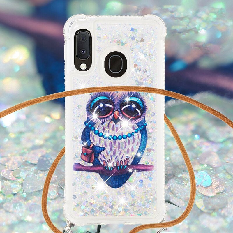 Skal Samsung Galaxy A20e Med Snodd Paljett Dragsko Miss Owl