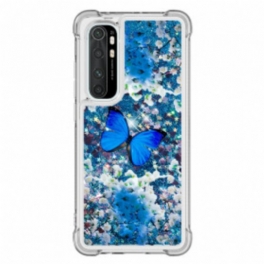 Skal Xiaomi Mi Note 10 Lite Glitter Blå Fjärilar