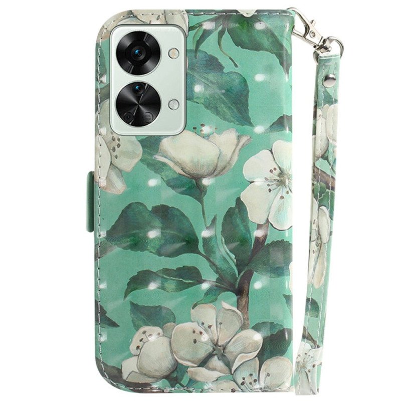 Fodral OnePlus Nord 2T 5G Med Kedjar Strappy Vita Blommor