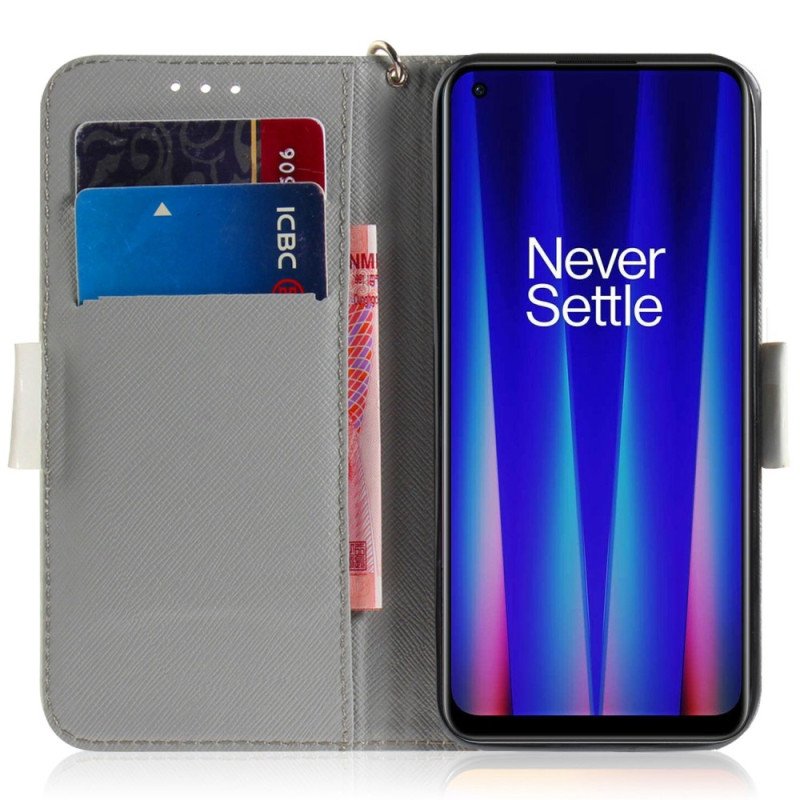 Fodral OnePlus Nord 2T 5G Med Kedjar Strappy Vita Blommor