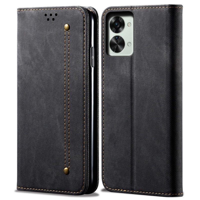 Folio-fodral OnePlus Nord 2T 5G Läderfodral Denim Tyg