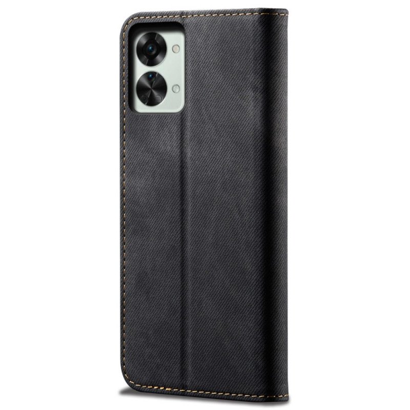 Folio-fodral OnePlus Nord 2T 5G Läderfodral Denim Tyg