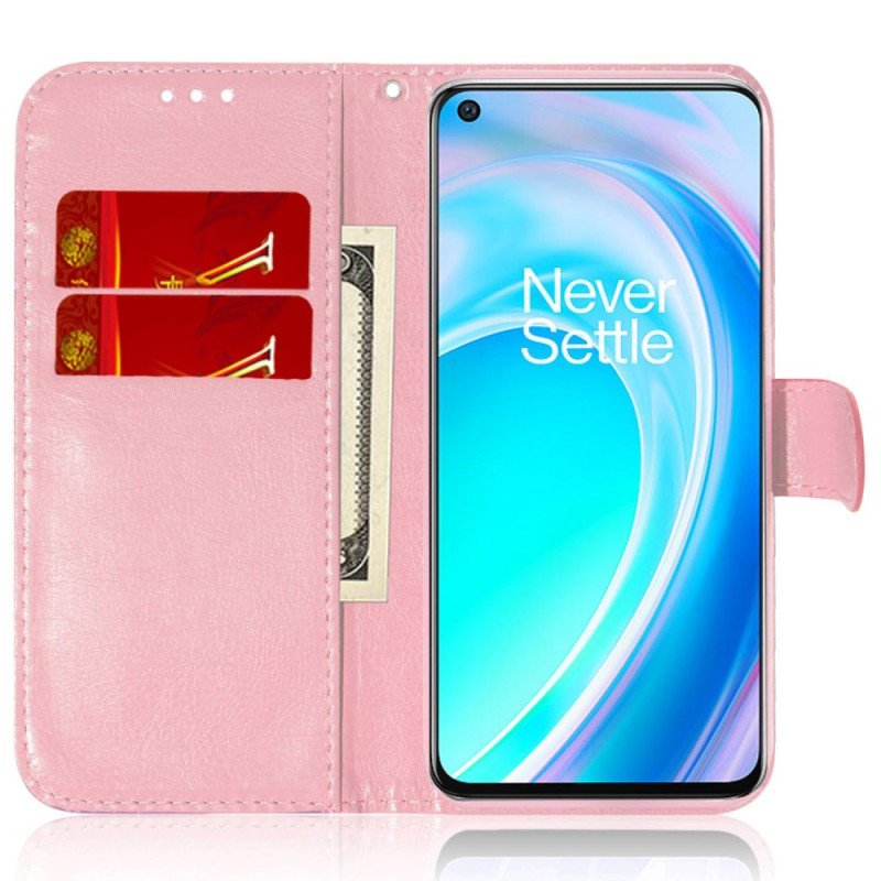 Folio-fodral OnePlus Nord 2T 5G Med Kedjar Strappy Geometriska Blommor