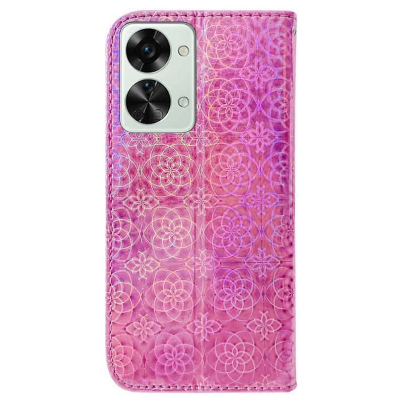 Folio-fodral OnePlus Nord 2T 5G Med Kedjar Strappy Geometriska Blommor