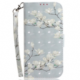 Folio-fodral OnePlus Nord 2T 5G Med Kedjar Strappy Magnolia Blommor