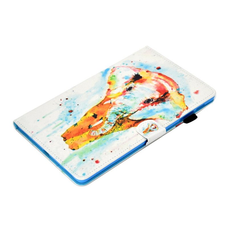 Läderfodral Samsung Galaxy Tab S6 Lite Akvarell Elefant