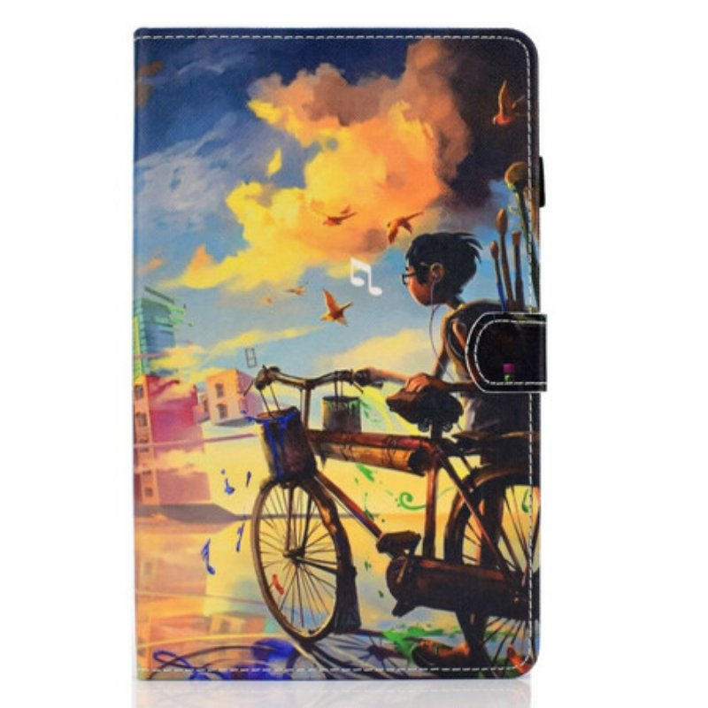 Läderfodral Samsung Galaxy Tab S6 Lite Cykel Konst