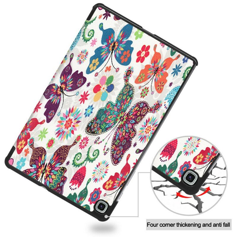 Skal Samsung Galaxy Tab S6 Lite Retro Fjärilar Och Blommor