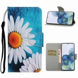 Fodral Samsung Galaxy S21 Ultra 5G Mästerliga Blommor Med Rem